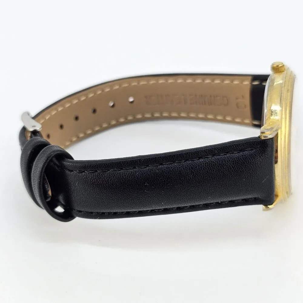 Vintage Ronica Women's Watch 36MM Pink Dial Black Leather Bands New Battery‎